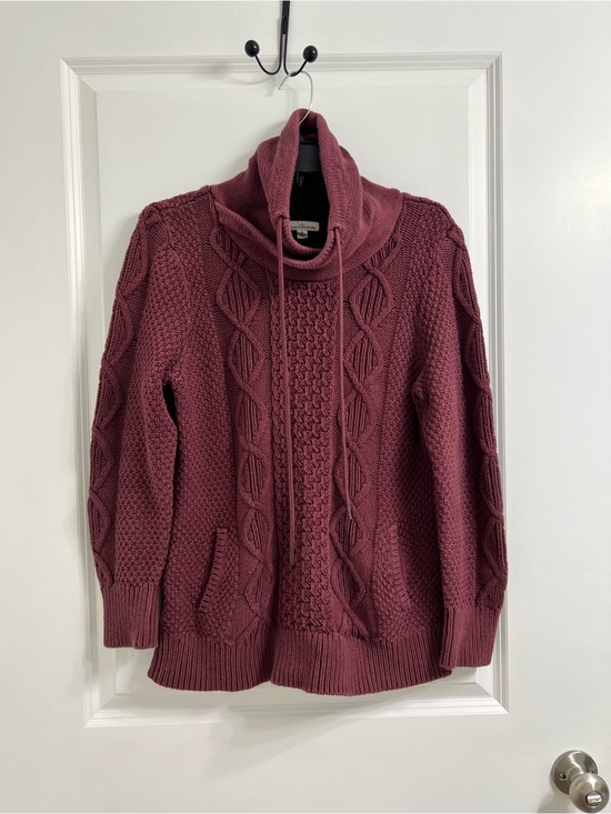 L.L. Bean Sweaters - L.L. Bean Signature Women’s Medium Cable Knit Cowl Neck Sweater Chunky Fisherman
